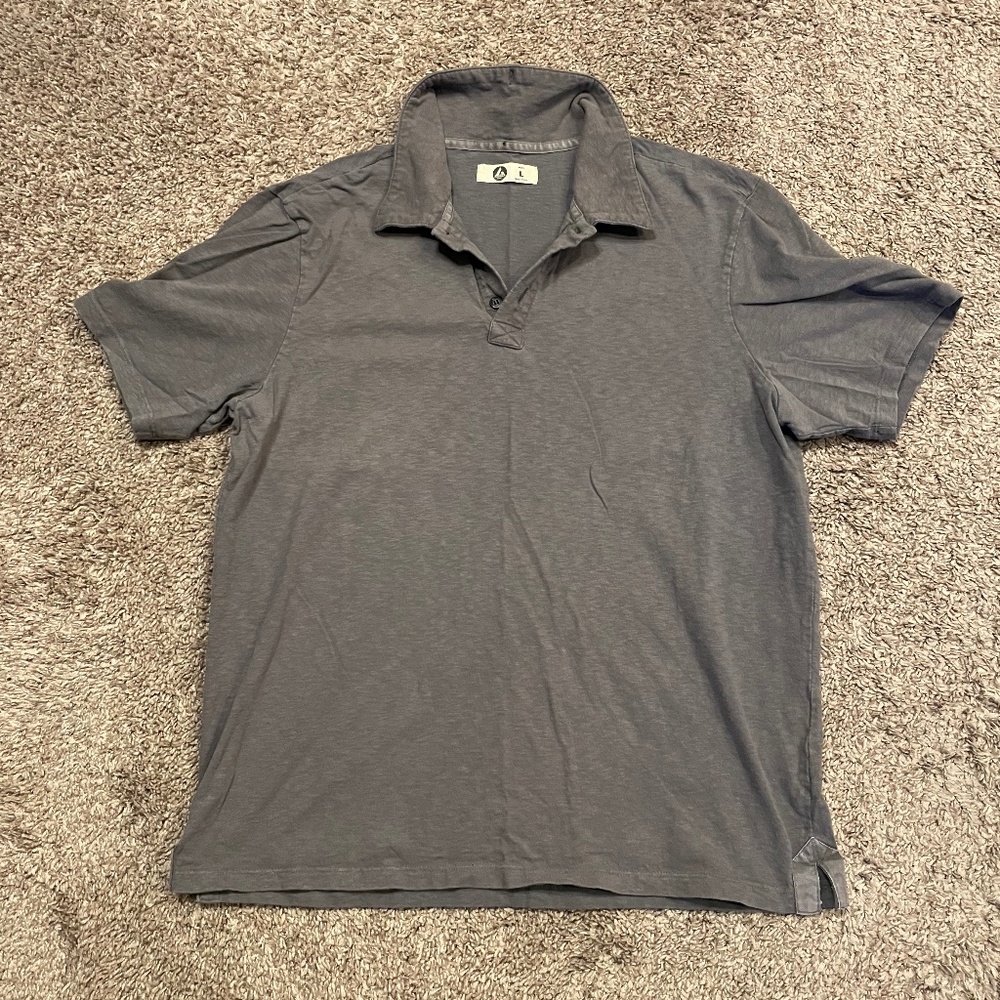 American Giant Slub Polo, Size Large, Color Light Gray